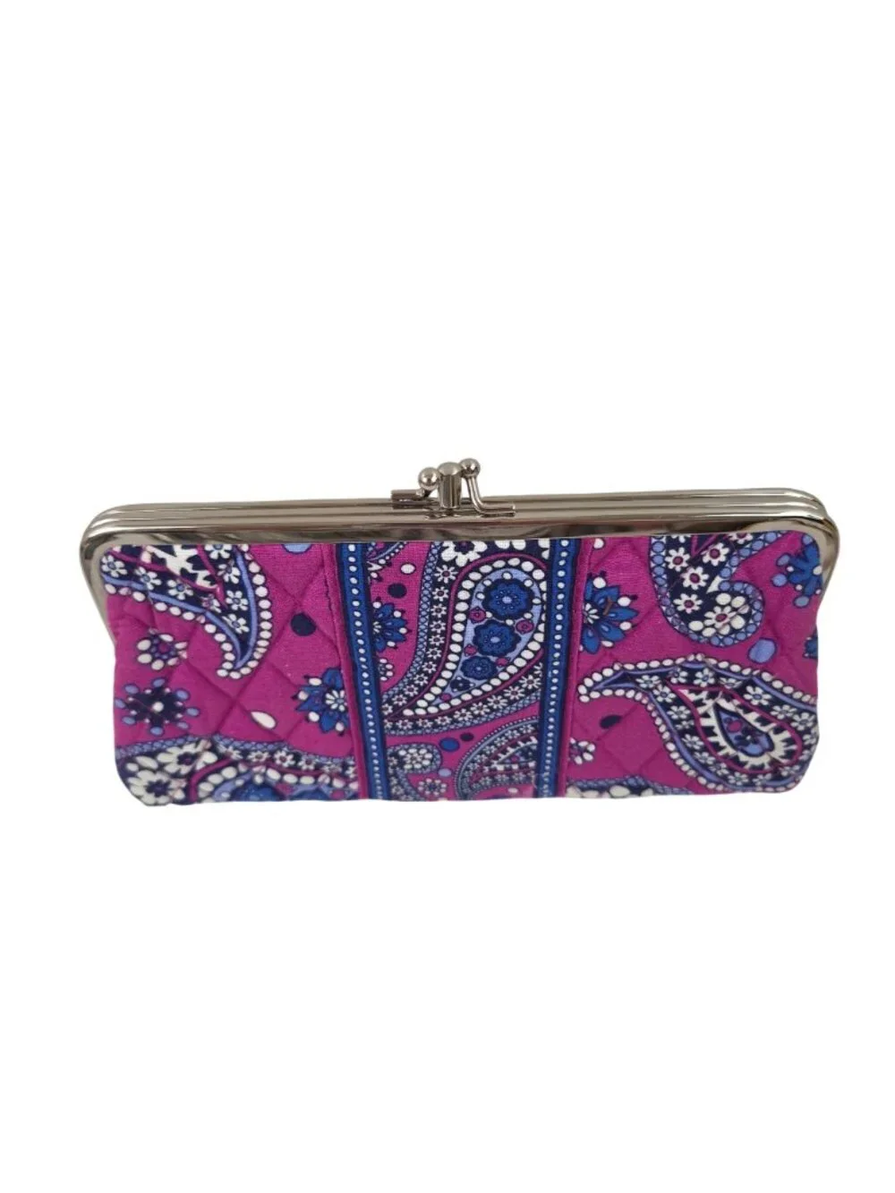Vera Bradley Wallet Boysenberry Paisley Silver Tone Kiss Lock 2 Sections Retired - Picture 3 of 9